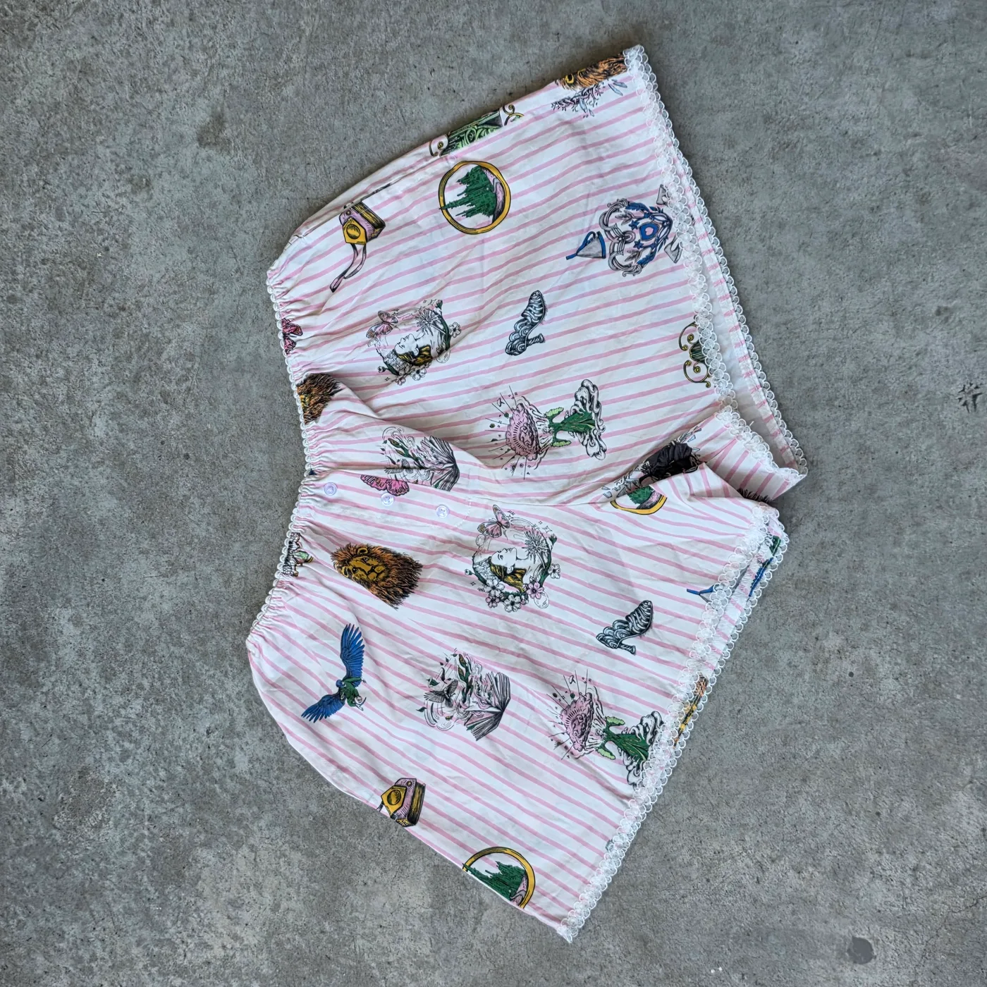 Boxer Tela Blanco Rayados con Dibujos