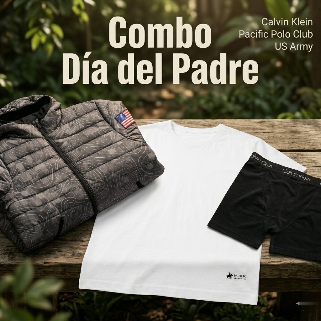 Combo Premium Día del Padre: Campera U.S. Army + Pack Remeras + Pack Bóxers CK