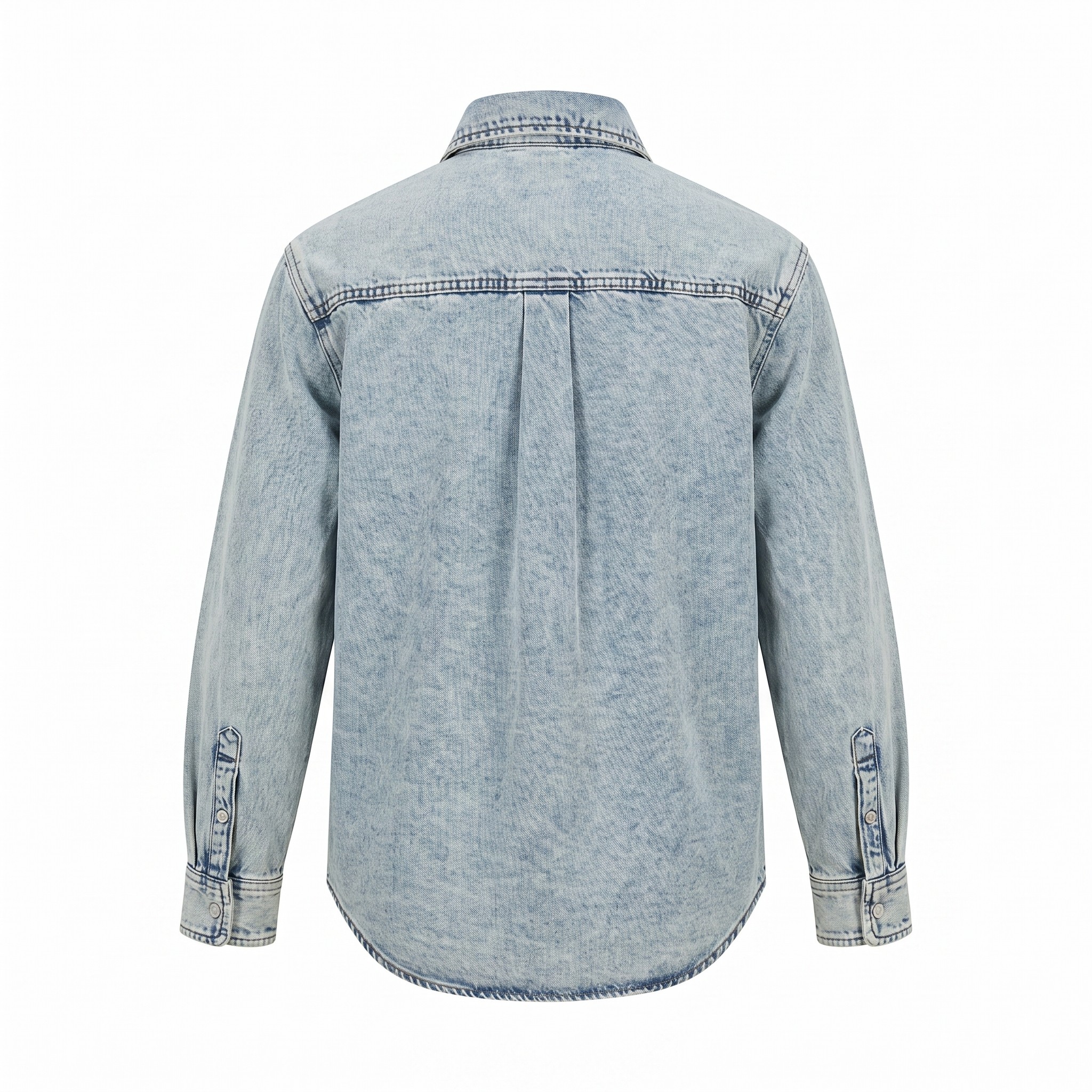 Camisa Denim Oversize con Costuras Estilo Western 4