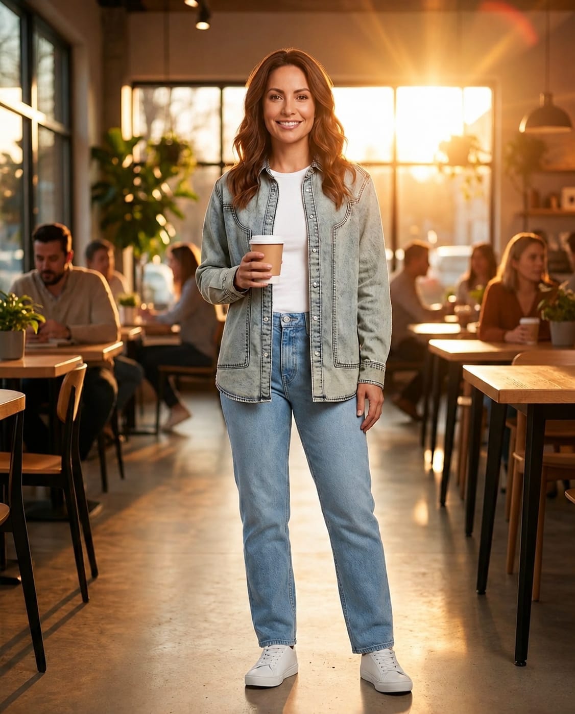 Camisa Denim Oversize con Costuras Estilo Western 3