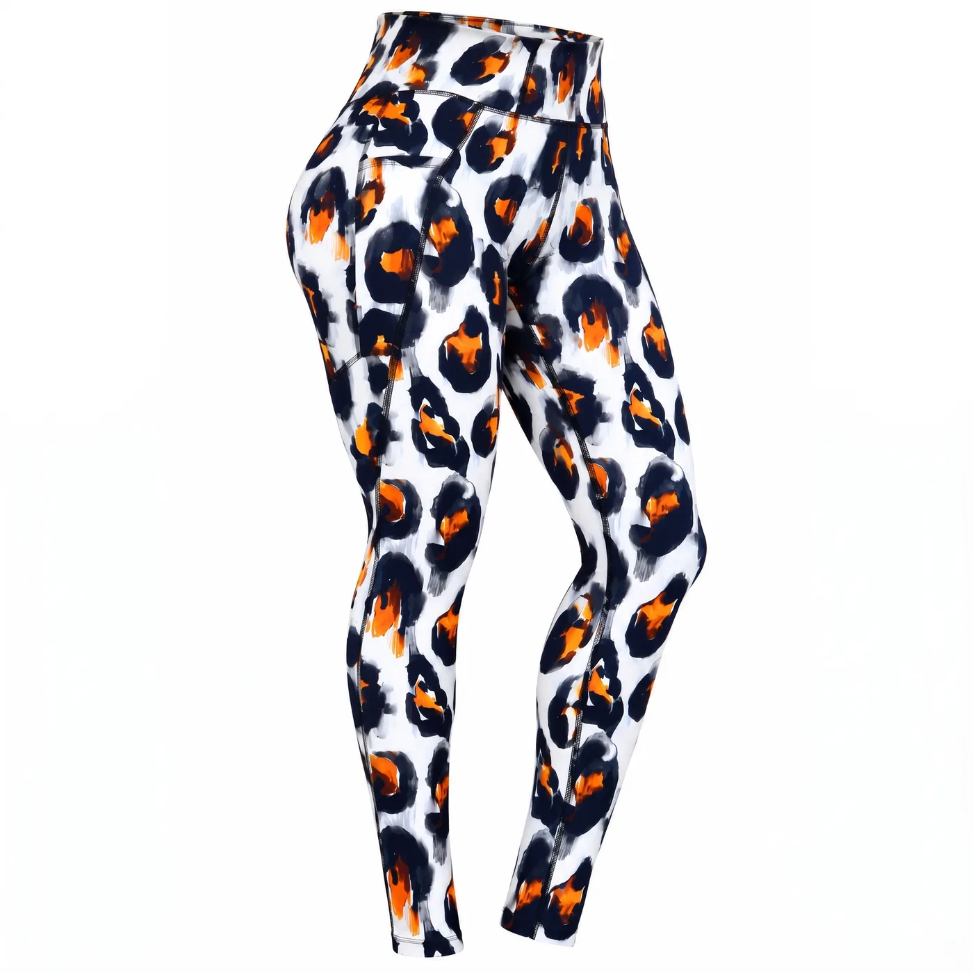 Calza Nine West Animal Print Naranja y Negro 2
