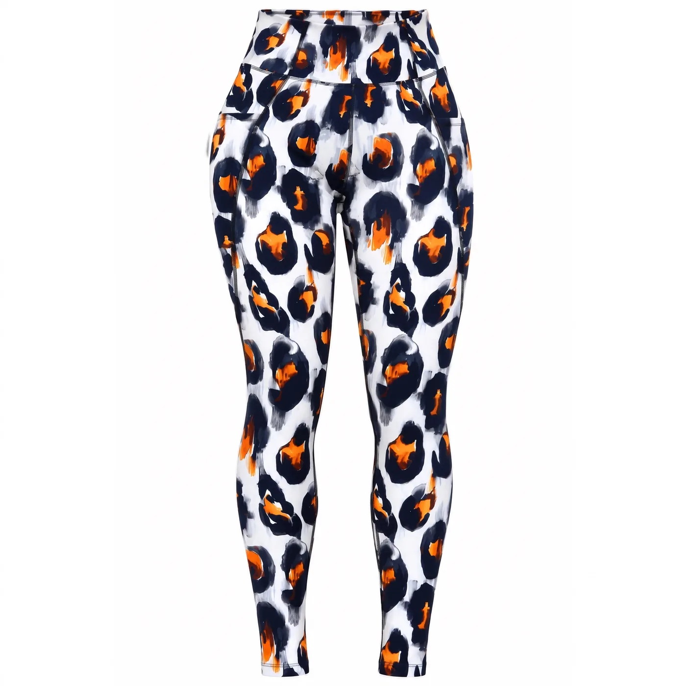 Calza Nine West Animal Print Naranja y Negro 3