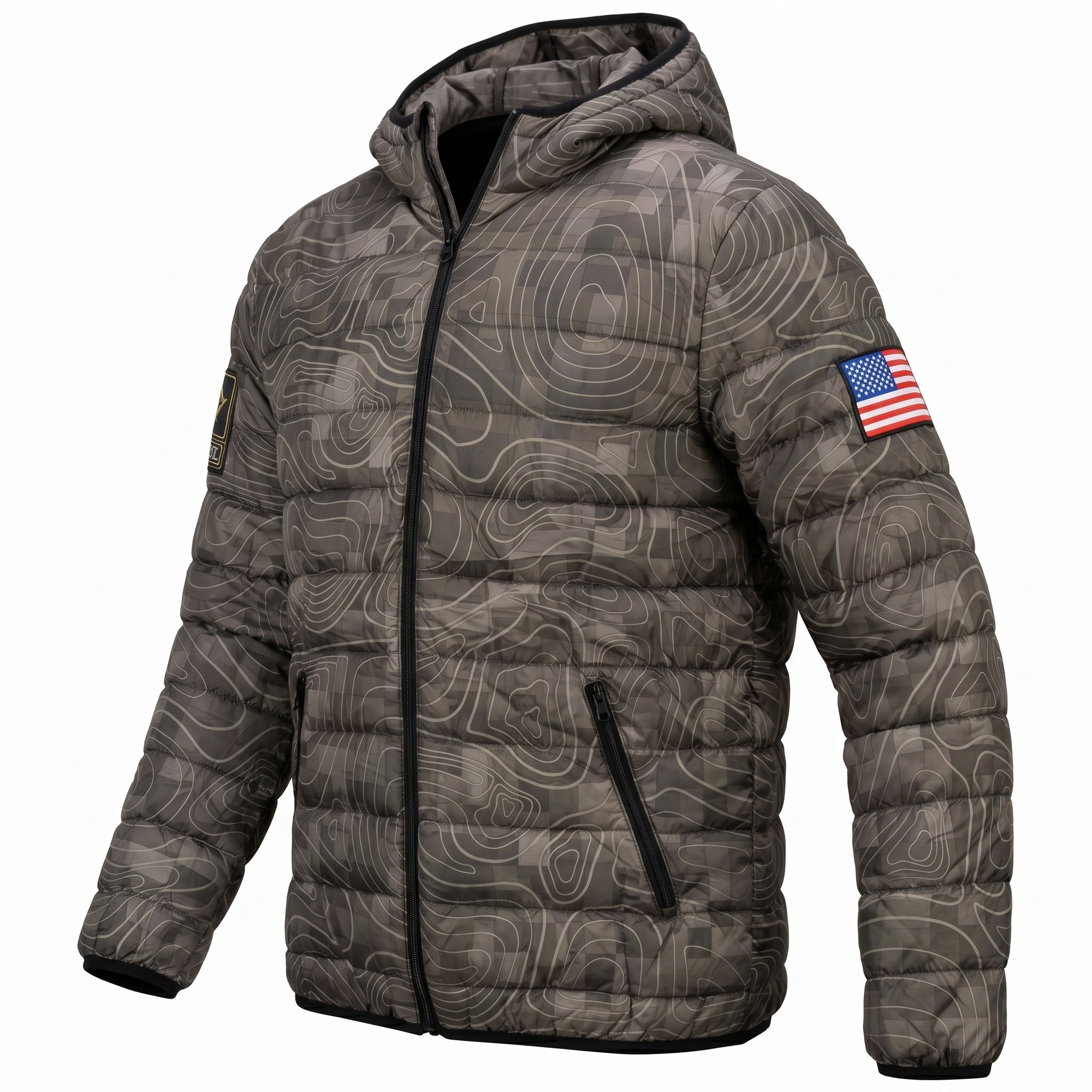 Campera Inflable U.S. Army Puffer – Diseño Topográfico con Capucha 2