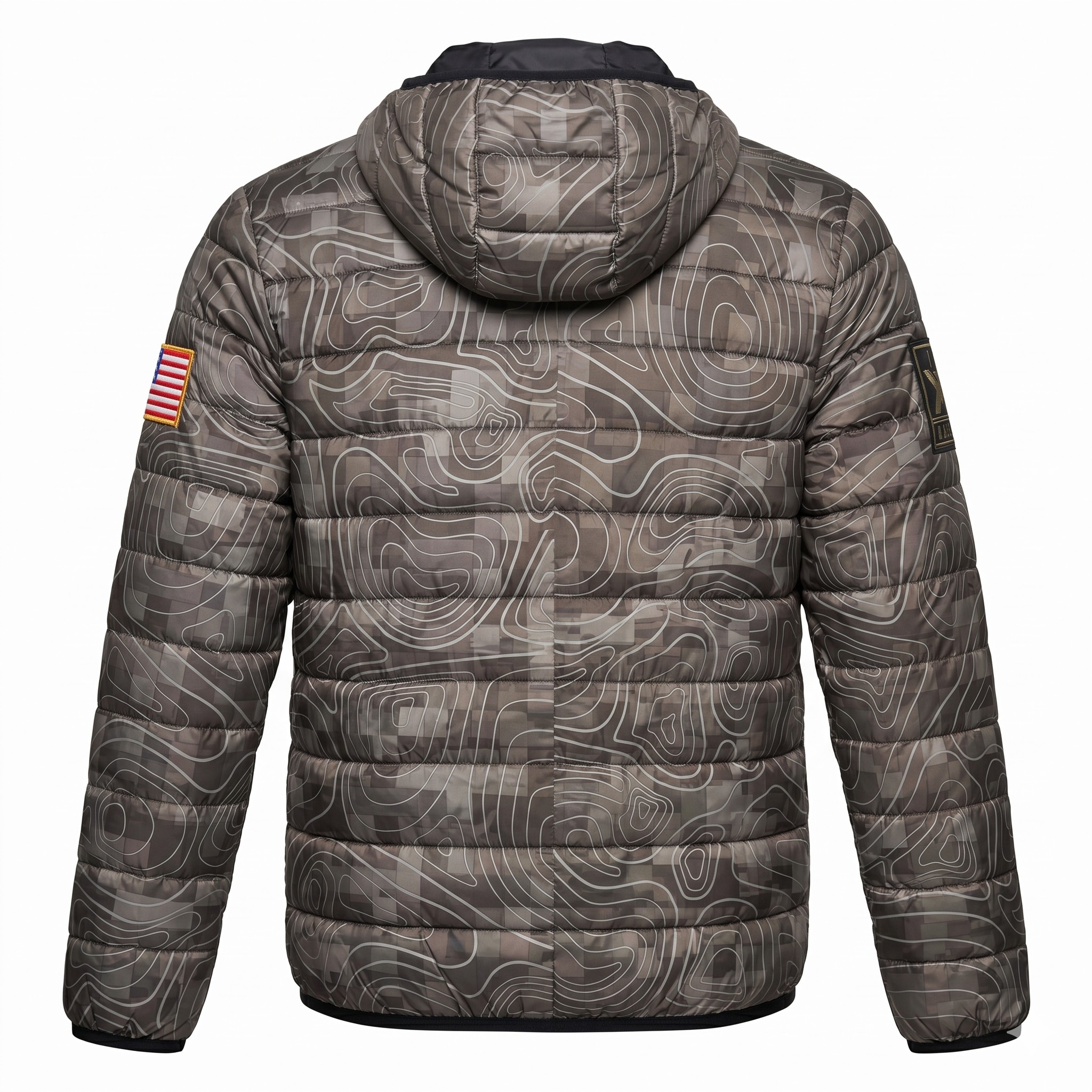 Campera Inflable U.S. Army Puffer – Diseño Topográfico con Capucha 4