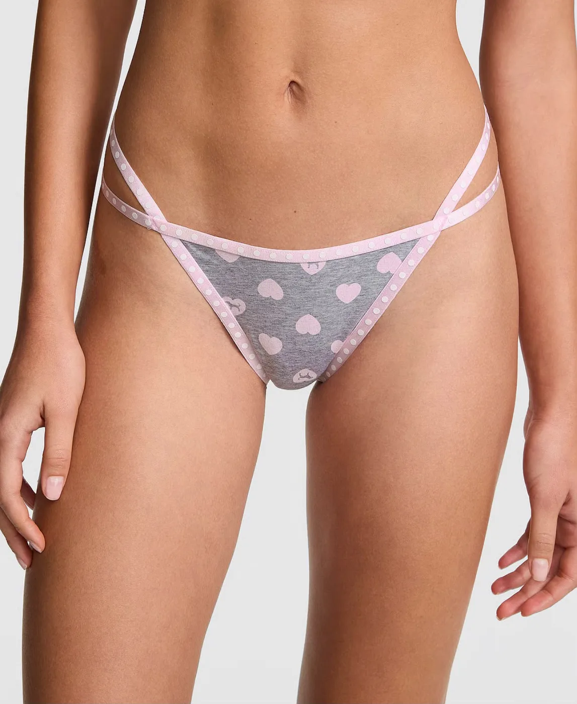 VS Pink Logo Cotton High - Leg Thong Heart & Dog 3