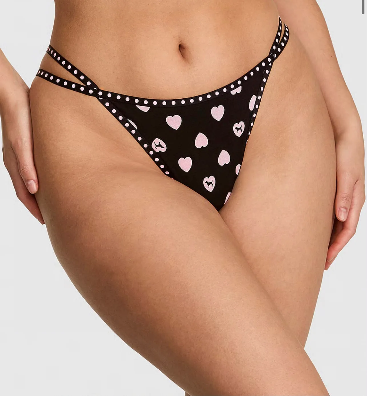 VS Pink Logo Cotton High - Leg Thong Heart & Dog 5